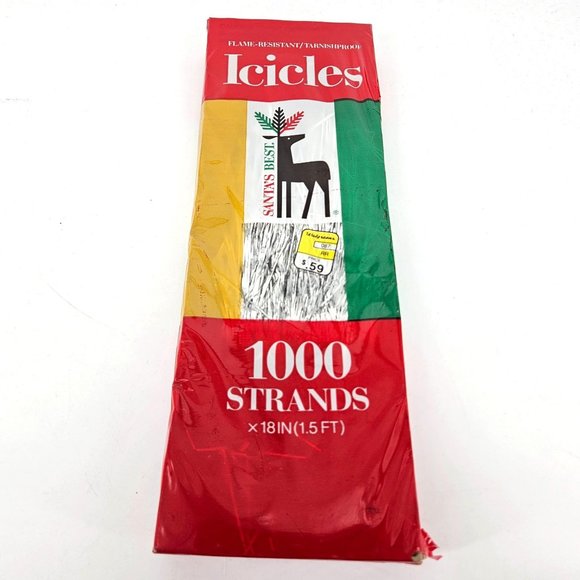 Vintage Tinsel Icicle Strands Santas Best 1000 Pieces Christmas Tree Decoration - Picture 1 of 12